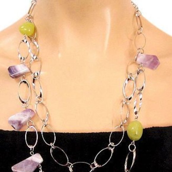 Women's Amethyst and Citrine Necklace - Picture 2 of 4